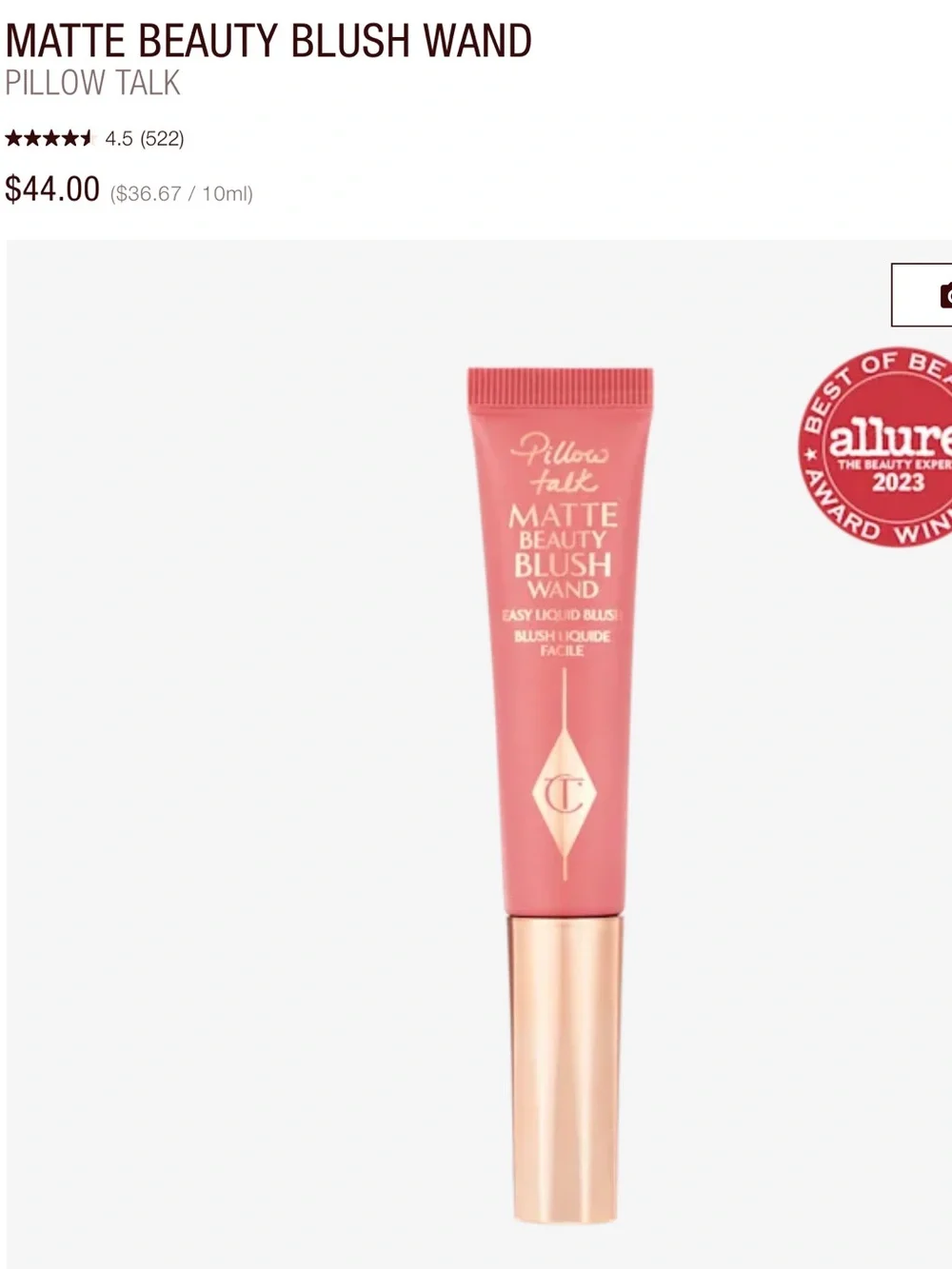 Charlotte Tilbury Pillow Talk Matte Beauty Blush Wand NEW in Box